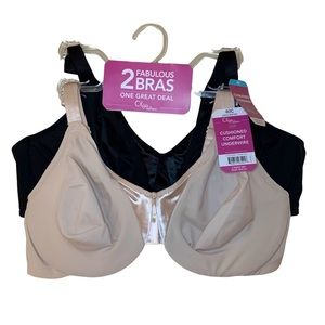Olga By Warners Size 40C Set of Two (2) Cushioned Underwire Bras Black Beige NWT